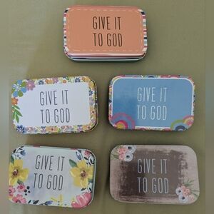 Colorful 'Give It to God' Tin Set